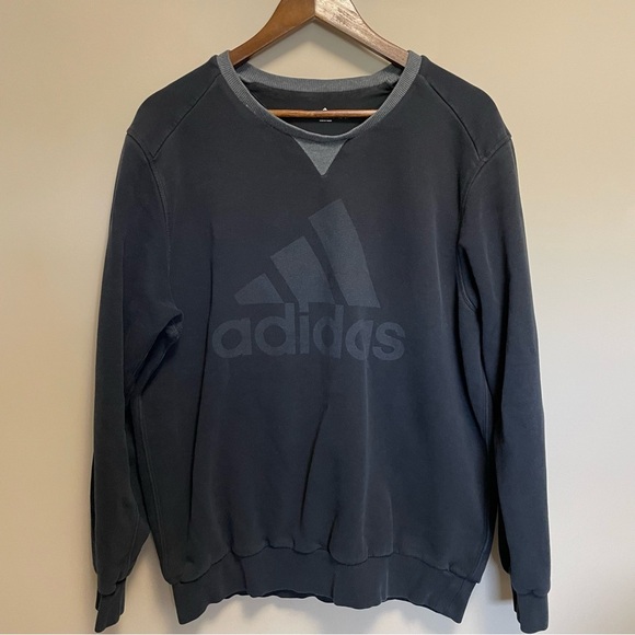 Adidas Black and Gray Crewneck Sweatshirt Men’s Large - Picture 1 of 12